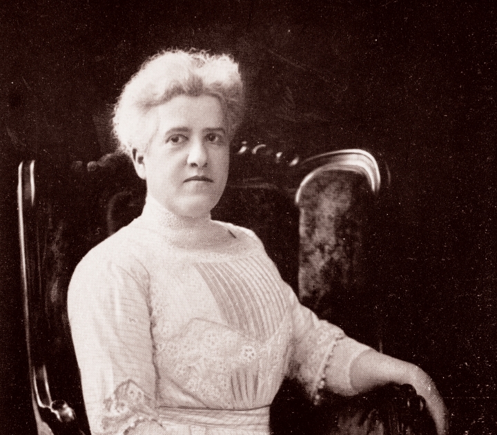 Portrait of a seated Gertrude Bacon