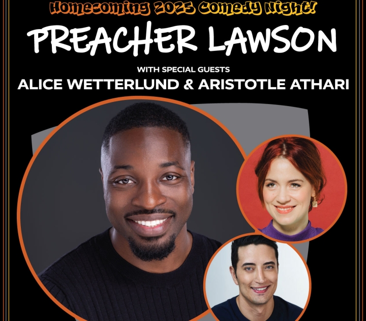 Graphic promoting Homecoming Comedy Night