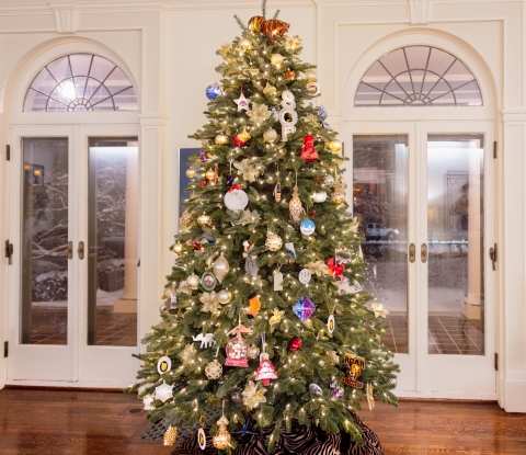 President's holiday tree with ornaments