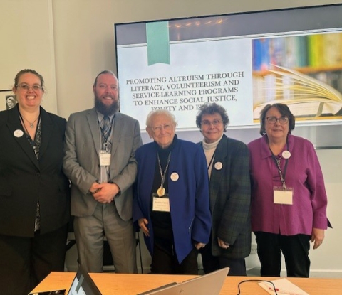 Oxford Symposium presenters Melissa Blattner, Chris Hulsman, Dr. Betty Cappella, Dr. Geraldine Bard and Gerriann Ronsen, Project Flight Board President