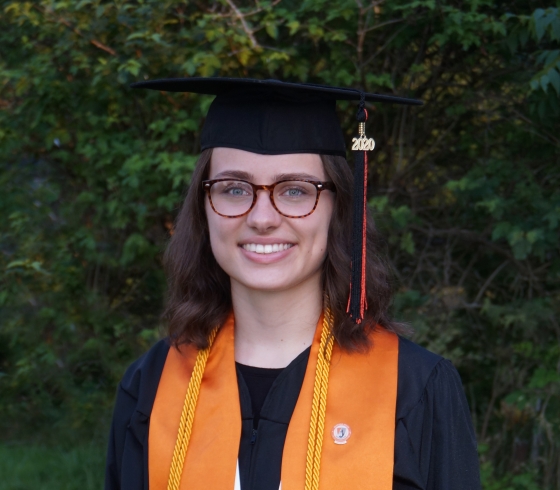 Christa Sukennik in her graduation cap and gown
