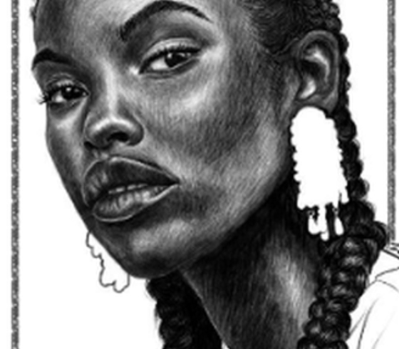 Pencil drawing of young woman