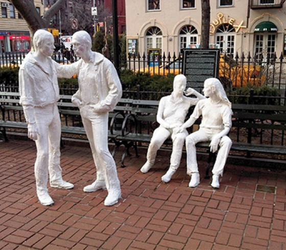 Stonwall Monument sculptures of two same-sex couples