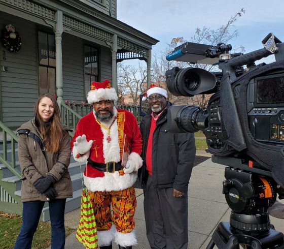 Terry Alford and Audrey Clark outside of Nash House Museum