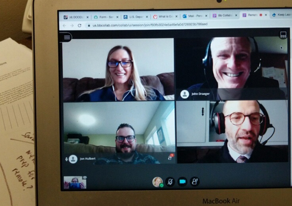 Computer monitor showing teleconference