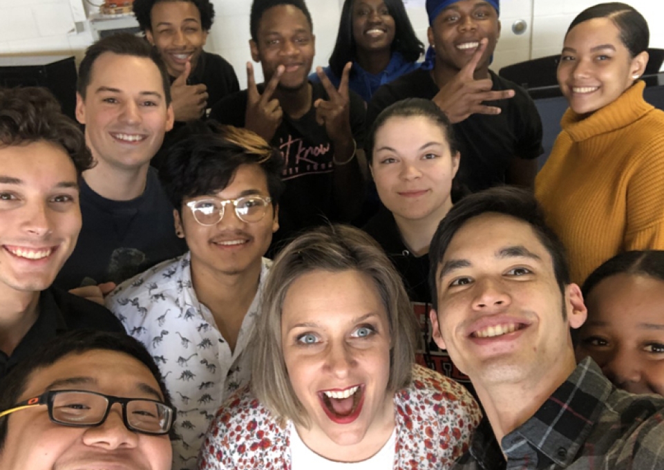 Aleks Malejs’s Voice and Movement group photo before the shutdown