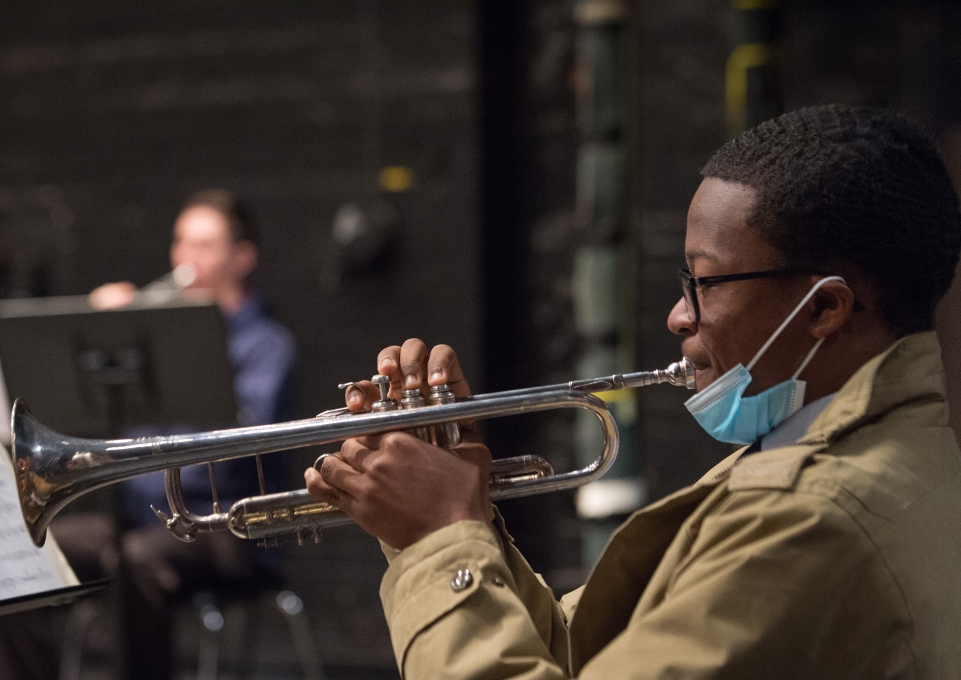 Student playing the trumpet