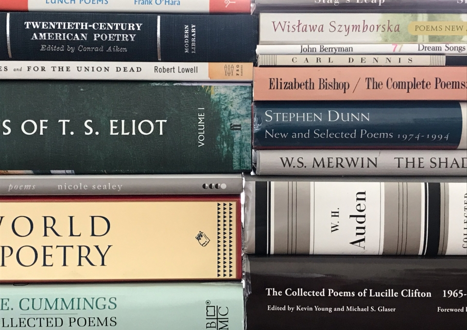 Stacks of poetry books