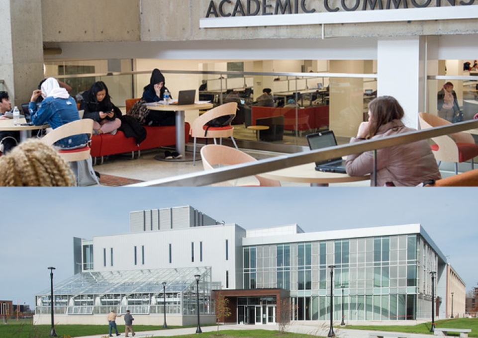 Split screen shot of both the Academic Commons and SAMC