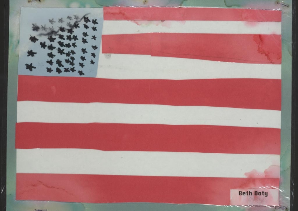 Child's drawing of the American flag