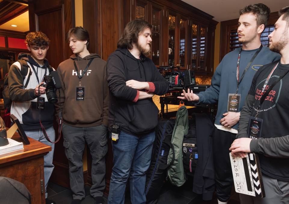 Five students work on movie set