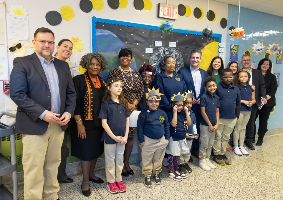 Representatives from Buffalo State and M&T Bank with Buffalo Public Schools students and staff
