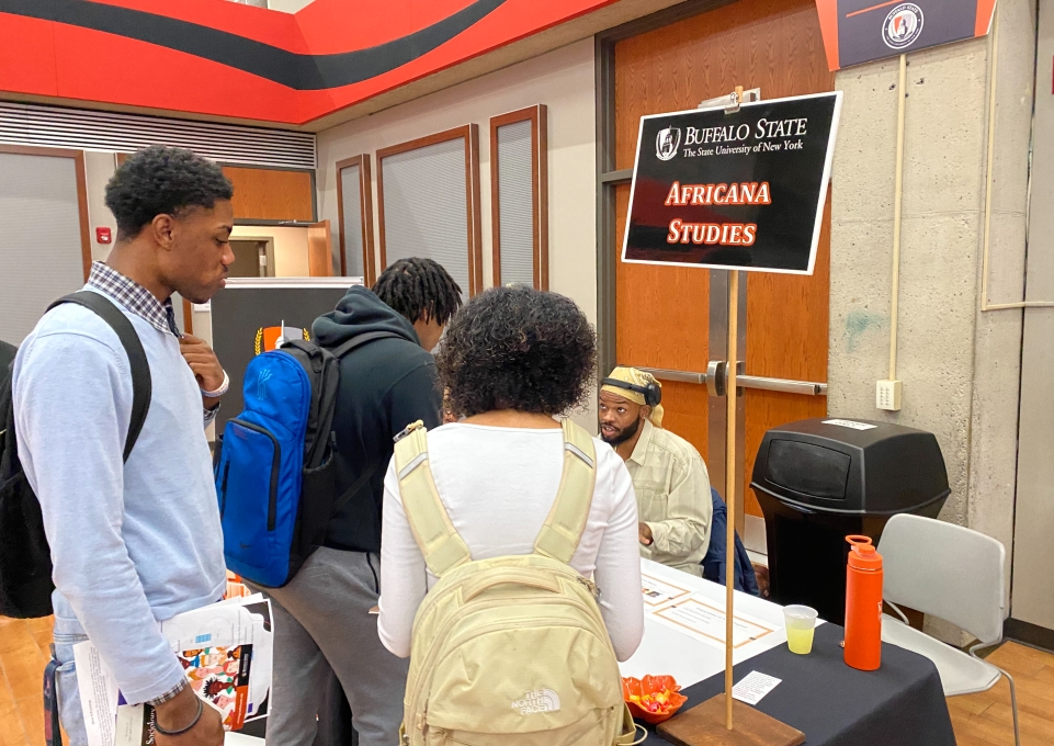 Africana Studies table with students talking